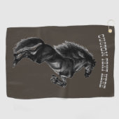 Black Horse Golf Serviette Personnalisée Texte et (Horizontal)