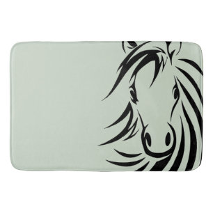 Black Horse Head Green Badmat