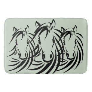 Black Horse Head Green Badmat