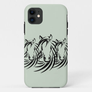 Black Horse Head Green iPhone 11 Hoesje