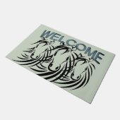 Black Horse Head Green Deurmat (Schuin)