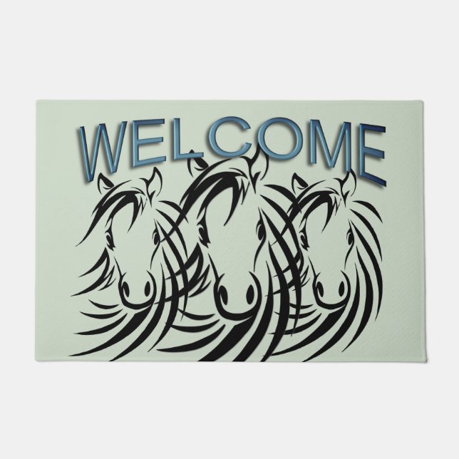 Black Horse Head Green Deurmat (Voorkant)