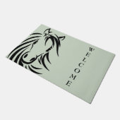 Black Horse Head Green Deurmat (Schuin)