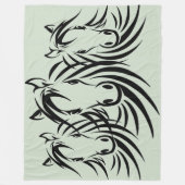 Black Horse Head Green Fleece Deken (Voorkant)