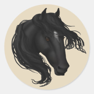 Black Horse Head Ronde Sticker