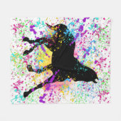 Black Horse Paint Splatter Fleece Deken (Voorkant (Horizontaal))