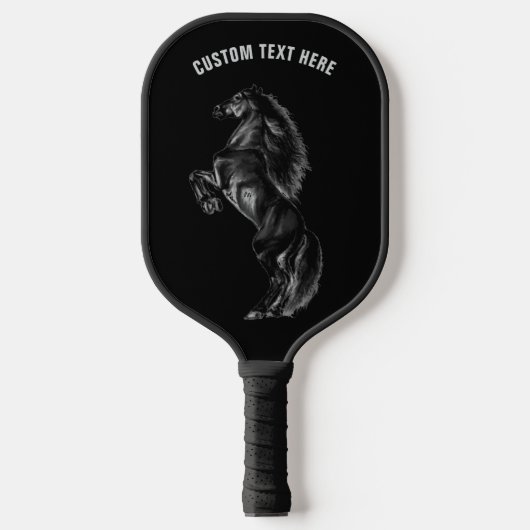 Black Horse Pickleball Paddle Personalized Text (Voorkant)