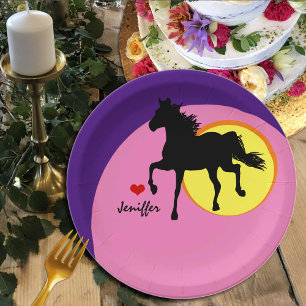 Black Horse Running & Love Horses / naam Papieren Bordje