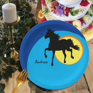 Black Horse Running & Love Horses/name Paper Pla Papieren Bordje