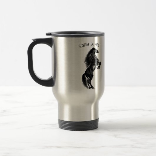 Black Horse Travel Mug met aangepaste tekst Reisbeker (Links)