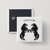 Black Horses Button met aangepaste tekst (Voorkant /achterkant)