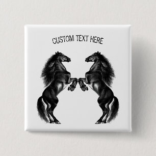Black Horses Button met aangepaste tekst