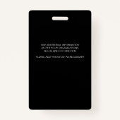 Black Hospital ID-badge met foto en barcode Badge (Achterkant)