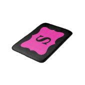 Black Hot Fuchsia Pink Monogram Initiaal Home Badmat (Gekanteld)