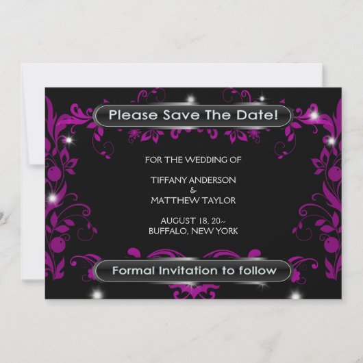 Black Hot Pink Bewaar de datum Save The Date (Voorkant)