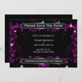 Black Hot Pink Bewaar de datum Save The Date (Voorkant / Achterkant)