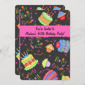 Black Hot Pink Cake 60e anniversaire Invitation (Devant / Derrière)