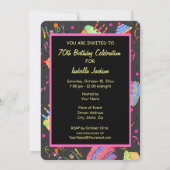 Black Hot Pink Cake 70e anniversaire Invitation (Dos)