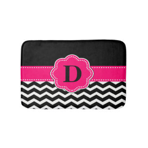 Black Hot Pink Chevron Rug Badmat