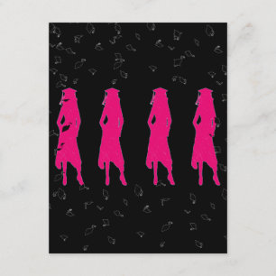 Black & Hot Pink Graduparty Kaart