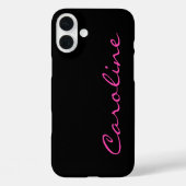 Black Hot Pink Modern Script Naam Case-Mate iPhone Case (Achterkant)