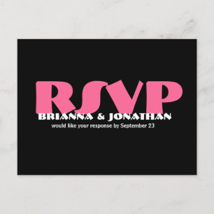 Black & Hot Pink RSVP Wedding Response Briefkaart