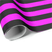 Black Hot Pink Stripe Patroon Cadeaupapier (Rol Hoek)