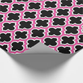 Black Hot Pink White Moroccan #4DS Cadeaupapier (Hoek)