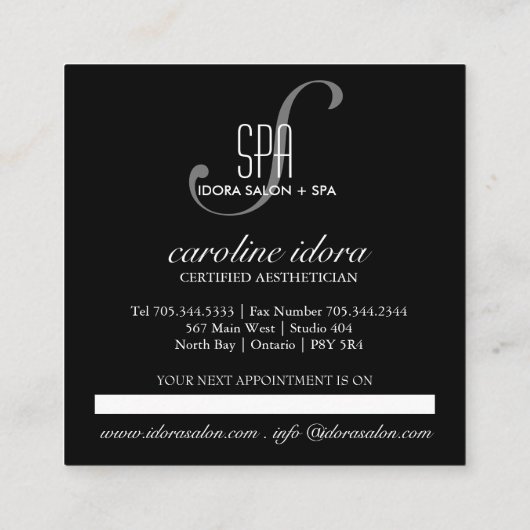 Black Hot Stones verlaten Massage Appointards Afsprakenkaartje (Achterkant)