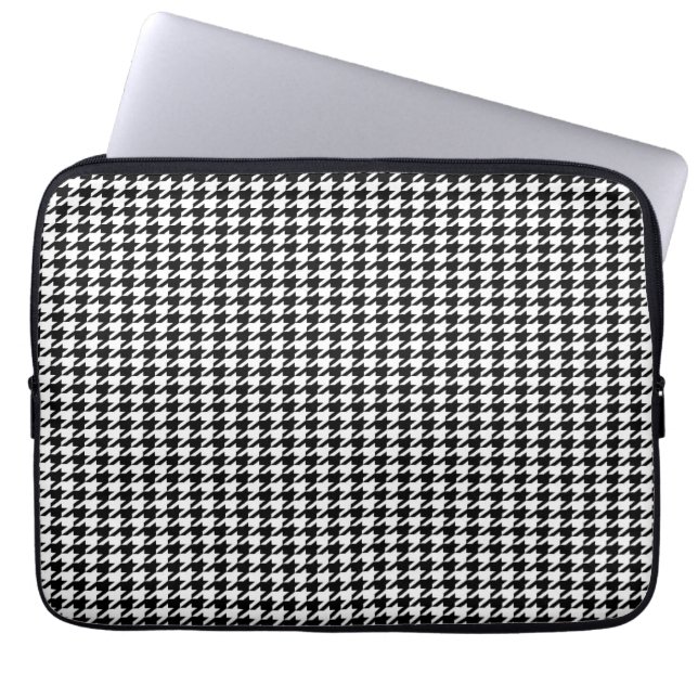 Black Houndstooth Laptop Sleeve (Voorkant)