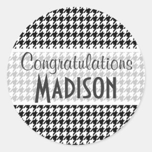 Black Houndstooth Ronde Sticker