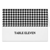 Black Houndstooth Table Number Kaart (Voorkant Horizontaal)