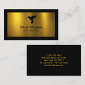 Black Humming Bird Faux Gold Foil Carte de visite (Devant / Derrière)