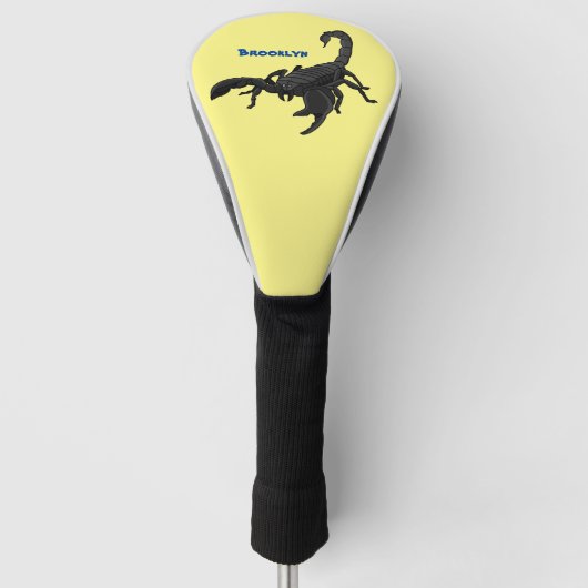 Black hungry scorpion cartoon illustration golfheadcover (Voorkant)