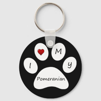 Black I Love My Pomeranian Sleutelhanger