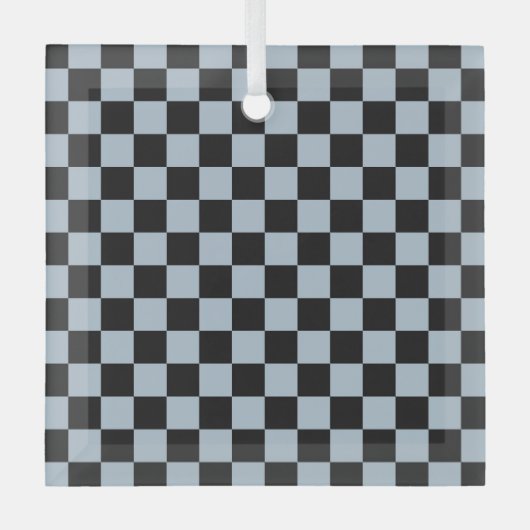 Black ice checkered pattern glas ornament (Voorkant)