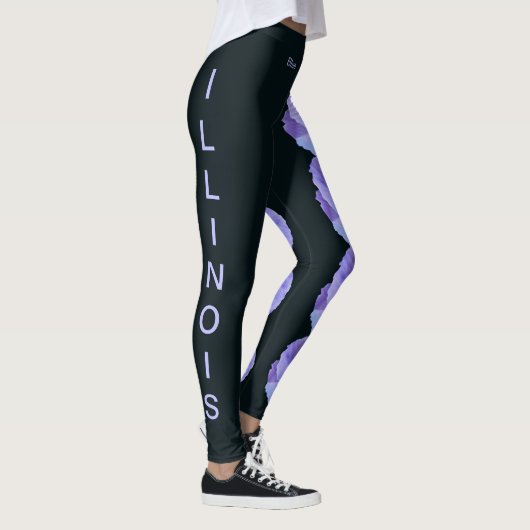 Black Illinois State Flower Blue Violet Leggings (Droite)