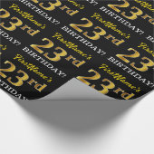 Black, Imitation Gold "23rd BIRTHDAY" Cadeaupapier (Hoek)