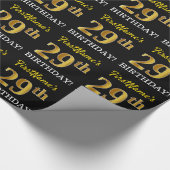 Black, Imitation Gold "29th BIRTHDAY" Cadeaupapier (Hoek)