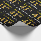 Black, Imitation Gold "41st BIRTHDAY" Cadeaupapier (Hoek)