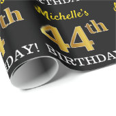 Black, Imitation Gold "44th BIRTHDAY" Cadeaupapier (Rol Hoek)