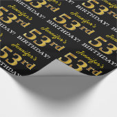Black, Imitation Gold "53rd BIRTHDAY" Cadeaupapier (Hoek)