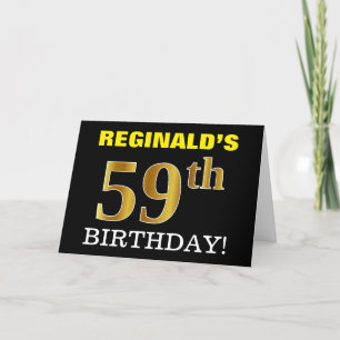 Black, Imitation Gold "59th BIRTHDAY"-Kaart Kaart