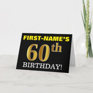 Black, Imitation Gold "60th BIRTHDAY"-Kaart Kaart