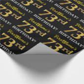 Black, Imitation Gold "73rd BIRTHDAY" Cadeaupapier (Hoek)