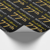 Black, Imitation Gold "77th BIRTHDAY" Cadeaupapier (Hoek)