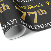 Black, Imitation Gold "77th BIRTHDAY" Cadeaupapier (Rol Hoek)