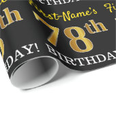 Black, Imitation Gold "78th BIRTHDAY" Cadeaupapier (Rol Hoek)