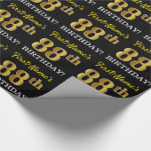 Black, Imitation Gold "88th BIRTHDAY" Cadeaupapier (Hoek)