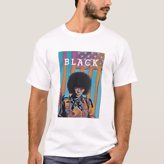 "BLACK" IN AMERIKA - ANGELA DAVIS BLACK HISTORY T-SHIRT (Voorkant)